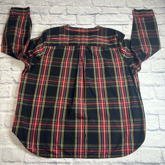 J. Crew Tartan Plaid Blouse with Rhinestone Buttons. Holiday Party. Christmas. - Picture 8 of 8